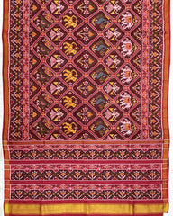 Red & Maroon Narikunj Traditional Patola Saree - SindhoiPatolaArt