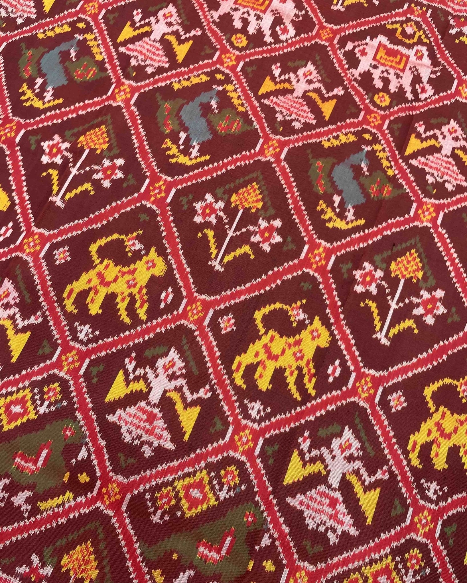 Red & Maroon Narikunj Traditional Patola Saree - SindhoiPatolaArt
