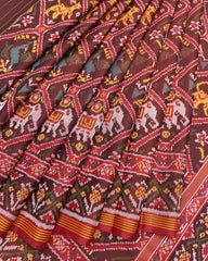 Red & Maroon Narikunj Traditional Patola Saree - SindhoiPatolaArt