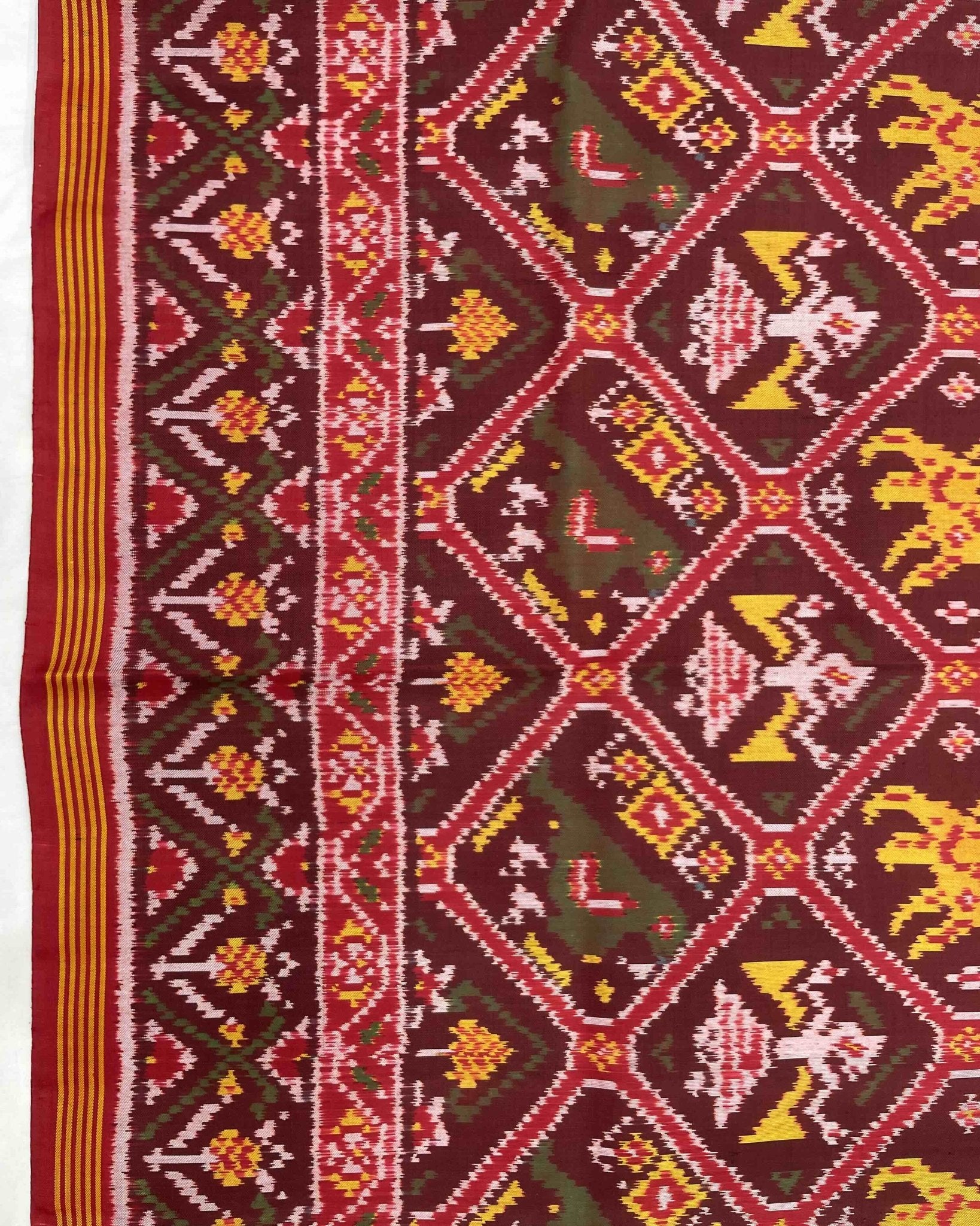 Red & Maroon Narikunj Traditional Patola Saree - SindhoiPatolaArt