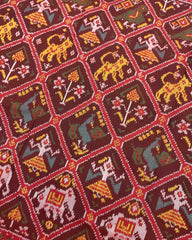 Red & Maroon Narikunj Traditional Patola Saree - SindhoiPatolaArt