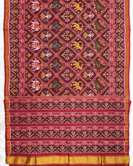 Red & Maroon Narikunj Traditional Patola Saree - SindhoiPatolaArt