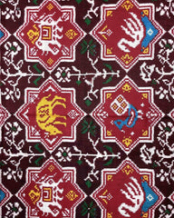 Red & Maroon Star Narikunj Patola Dupatta - SindhoiPatolaArt