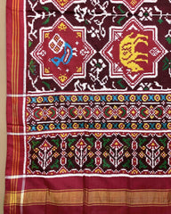 Red & Maroon Star Narikunj Patola Dupatta - SindhoiPatolaArt