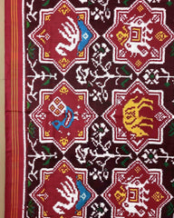 Red & Maroon Star Narikunj Patola Dupatta - SindhoiPatolaArt