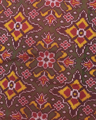 Red & Mehendi Navratan Chhabdi Semi Ikat Patola Saree - SindhoiPatolaArt
