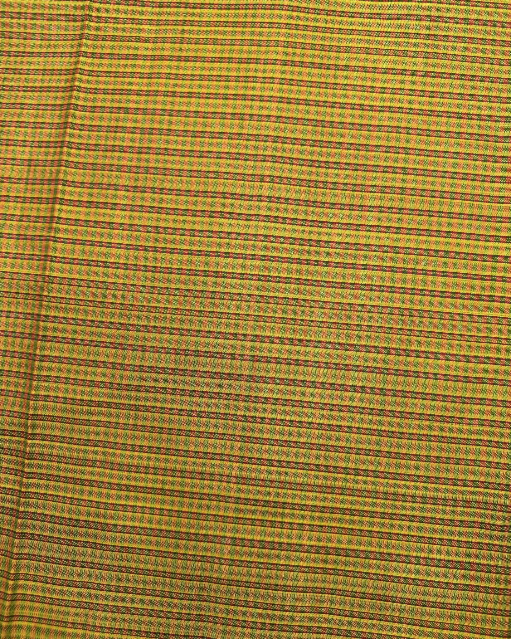 Red & Mistard Small Chex Patola Saree - SindhoiPatolaArt