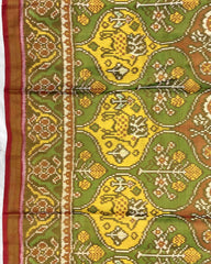 Red & Multicolour Deer & Flower Tissue Patola Saree - SindhoiPatolaArt