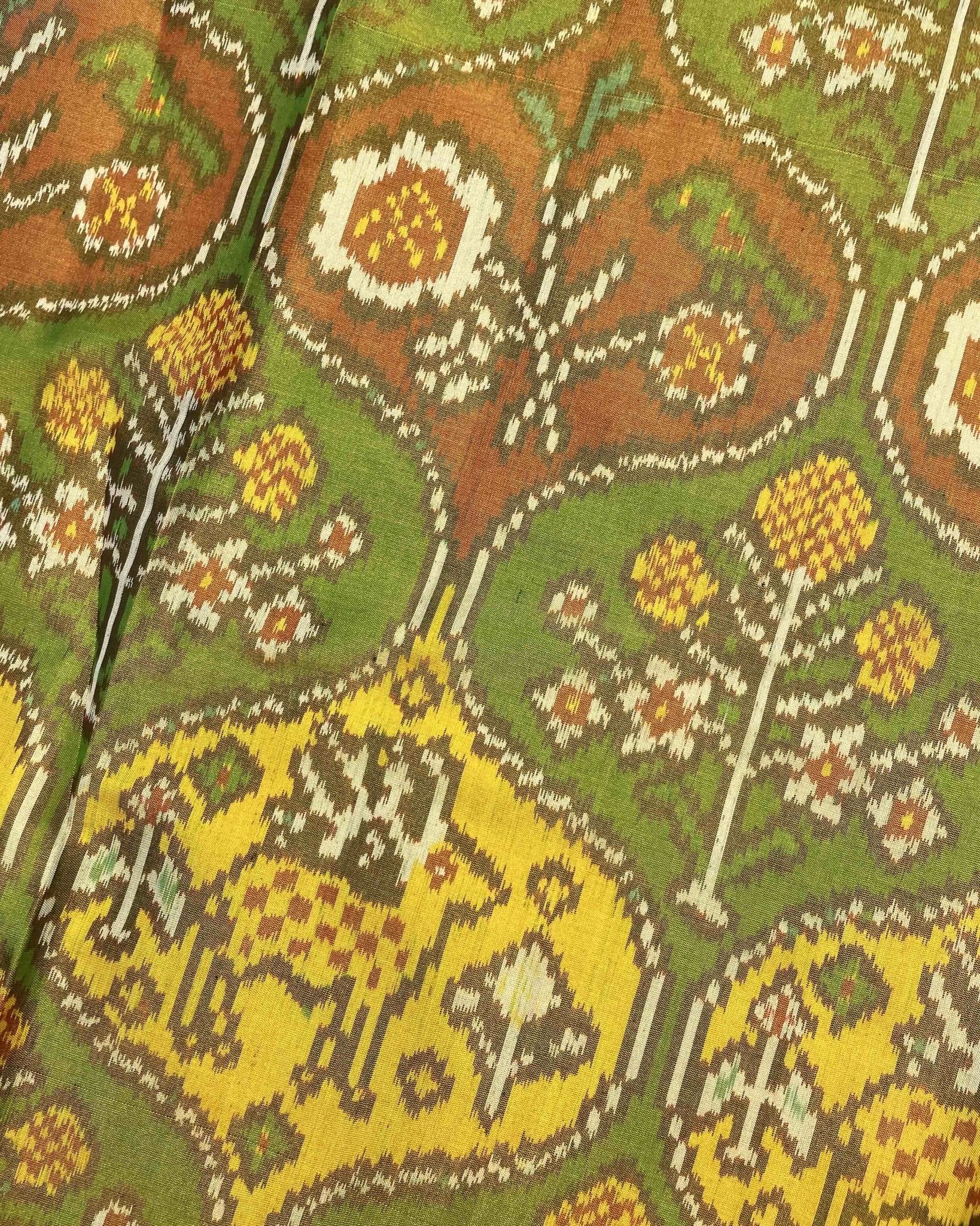Red & Multicolour Deer & Flower Tissue Patola Saree - SindhoiPatolaArt