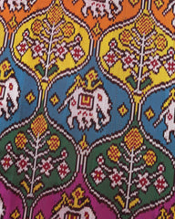 Red & Multicolour Elephant Flower Matka Twill Patola Saree - SindhoiPatolaArt