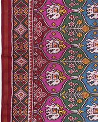 Red & Multicolour Elephant Flower Matka Twill Patola Saree - SindhoiPatolaArt