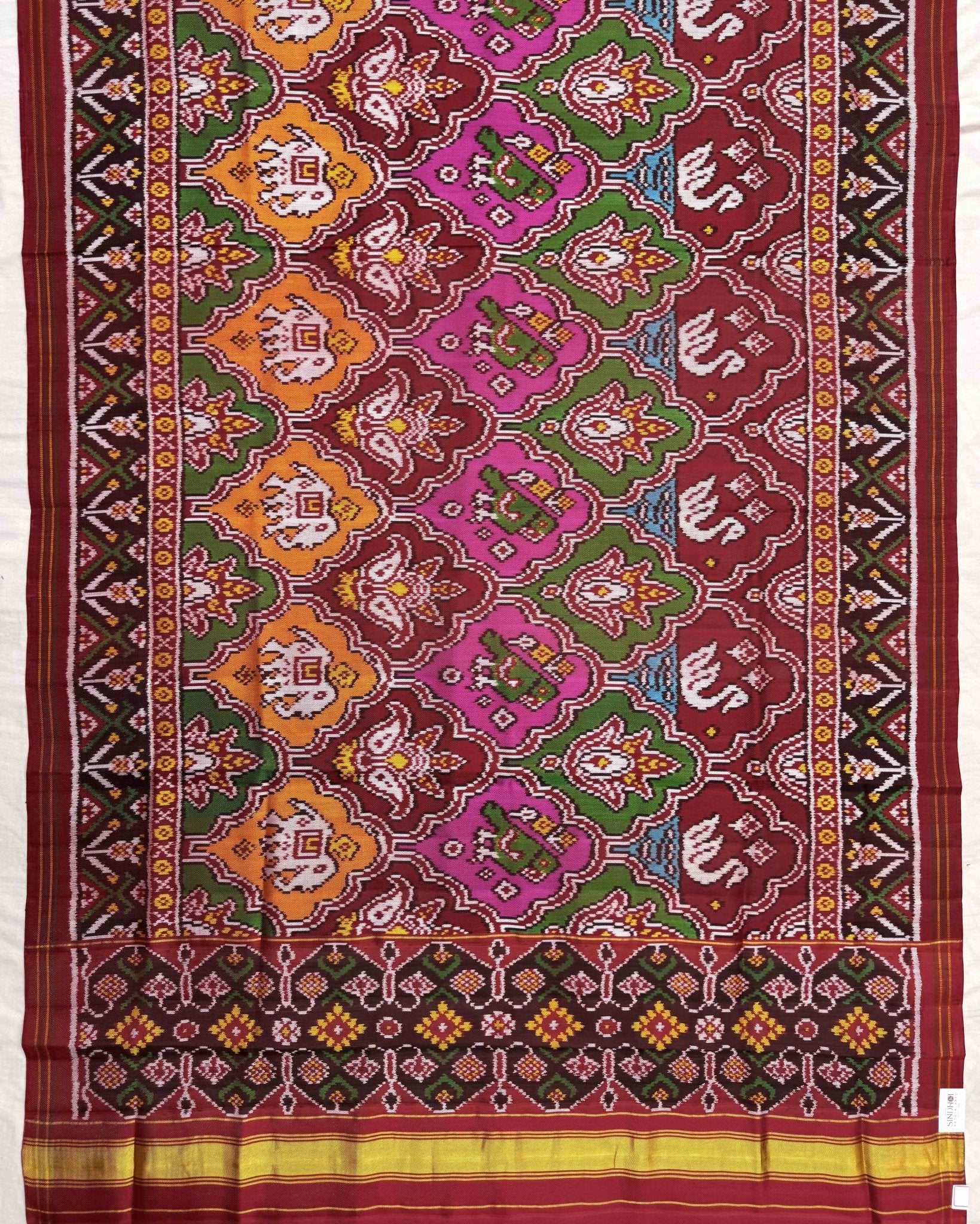 Red & Multicolour Narikunj Patola Dupatta - SindhoiPatolaArt
