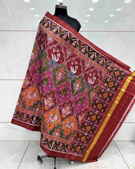 Red & Multicolour Narikunj Patola Dupatta - SindhoiPatolaArt