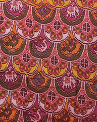 Red Multicolour Narikunj Semi Double Ikat Patola Saree - SindhoiPatolaArt