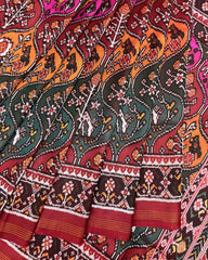 Red & Multicolour Narikunj Twill Patola Saree - SindhoiPatolaArt