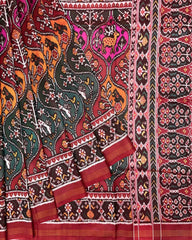 Red & Multicolour Narikunj Twill Patola Saree - SindhoiPatolaArt