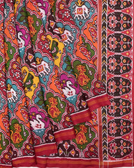 Red & Multicolour Narikunj Twill Patola Saree - SindhoiPatolaArt