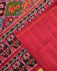Red & Multicolour Narikunj Twill Patola Saree - SindhoiPatolaArt