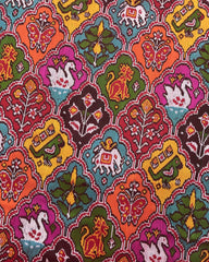 Red & Multicolour Narikunj Twill Patola Saree - SindhoiPatolaArt