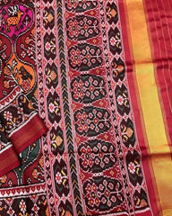 Red & Multicolour Narikunj Twill Patola Saree - SindhoiPatolaArt