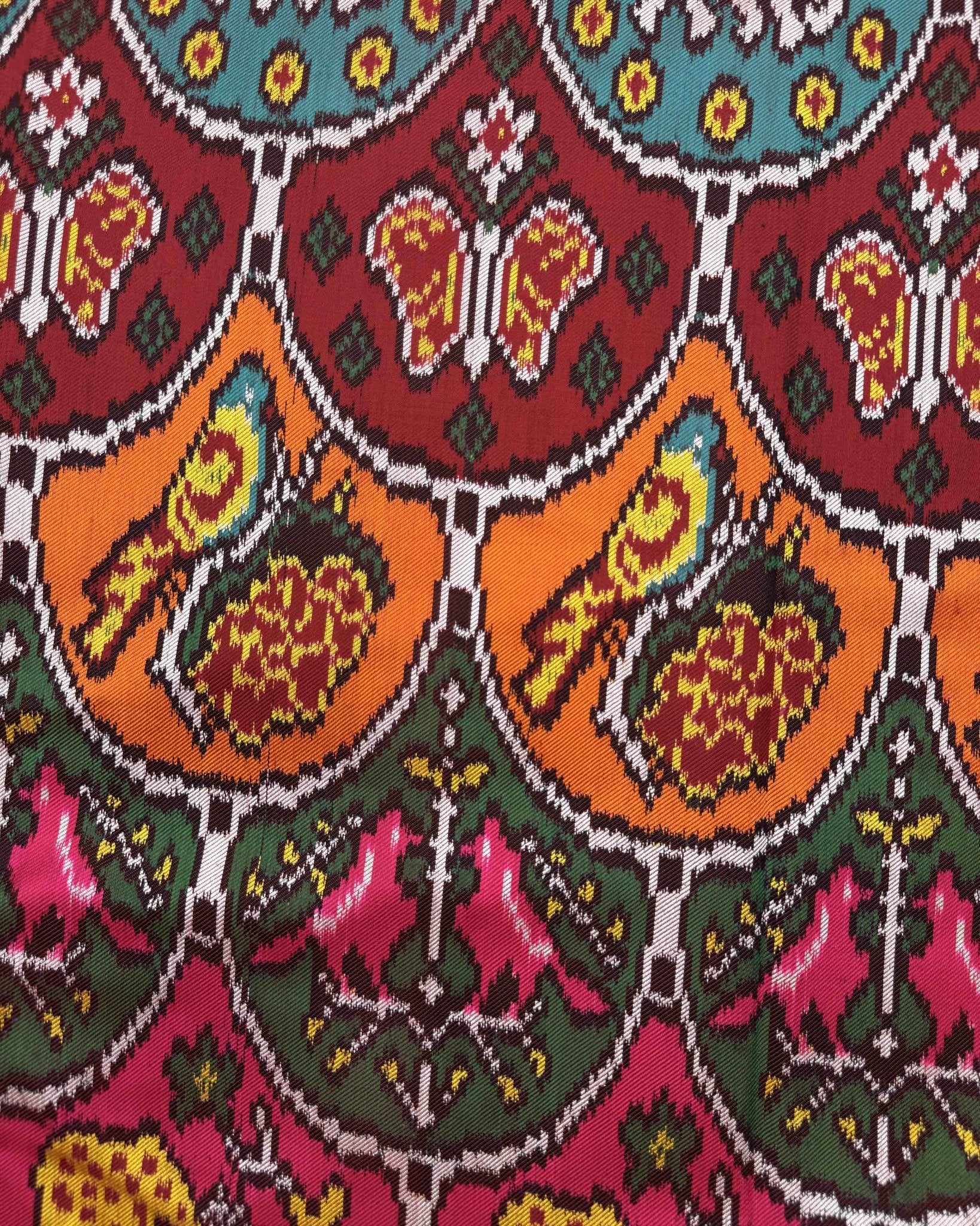 Red & Multicolour Narikunj Twill Patola Saree - SindhoiPatolaArt