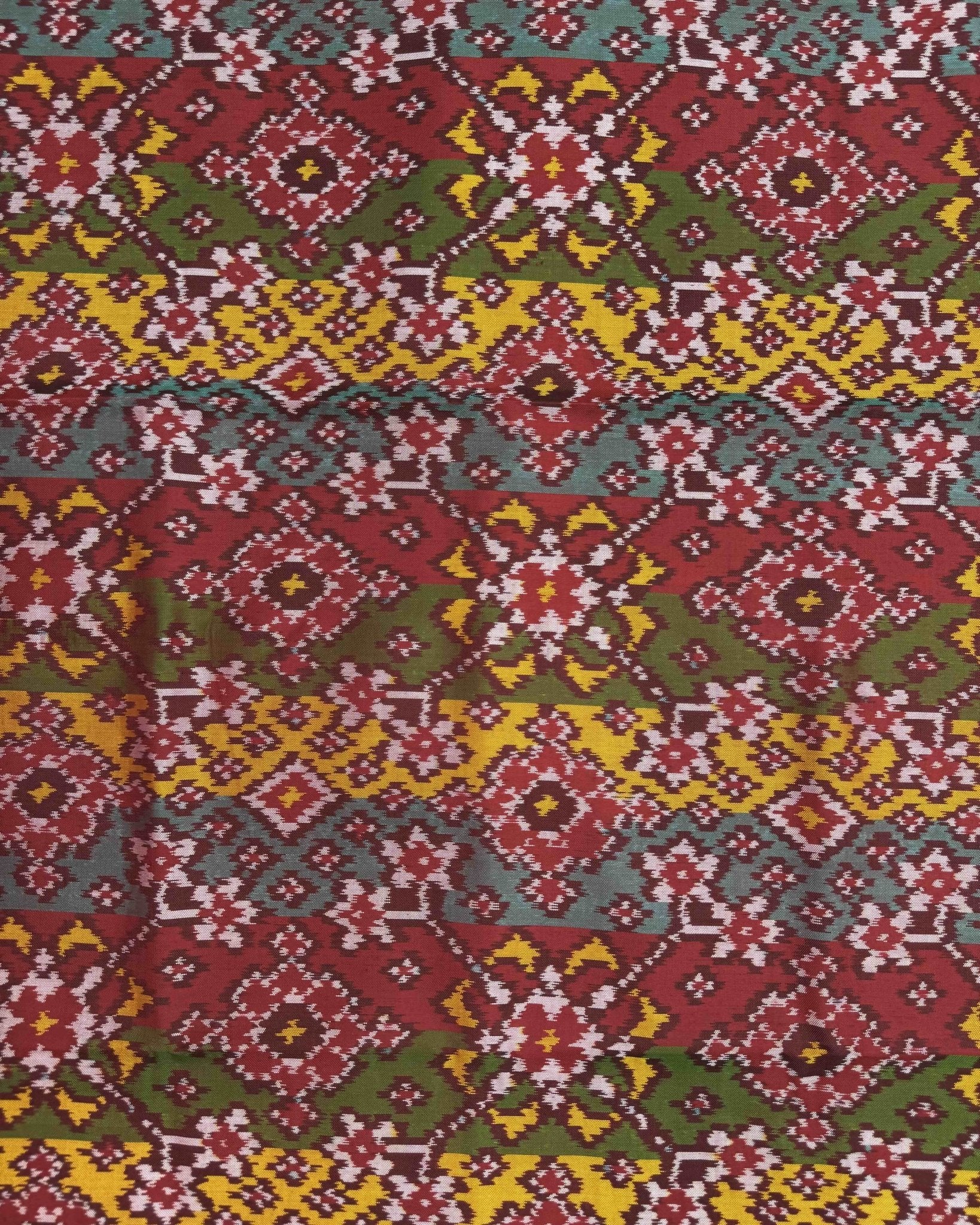 Red & Multicolour Navratan Patola Dupatta - SindhoiPatolaArt