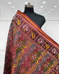 Red & Multicolour Navratan Patola Dupatta - SindhoiPatolaArt
