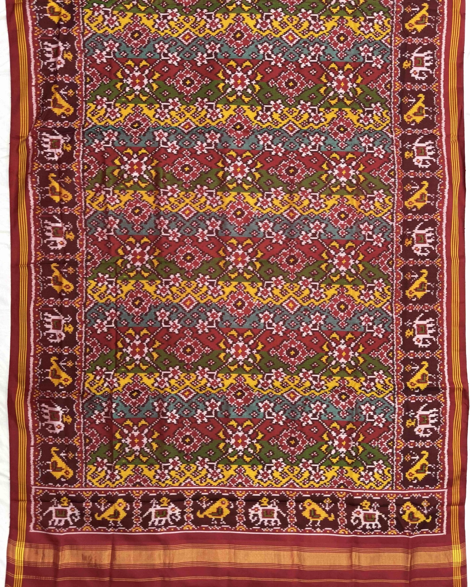 Red & Multicolour Navratan Patola Dupatta - SindhoiPatolaArt