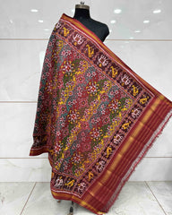 Red & Multicolour Navratan Patola Dupatta - SindhoiPatolaArt