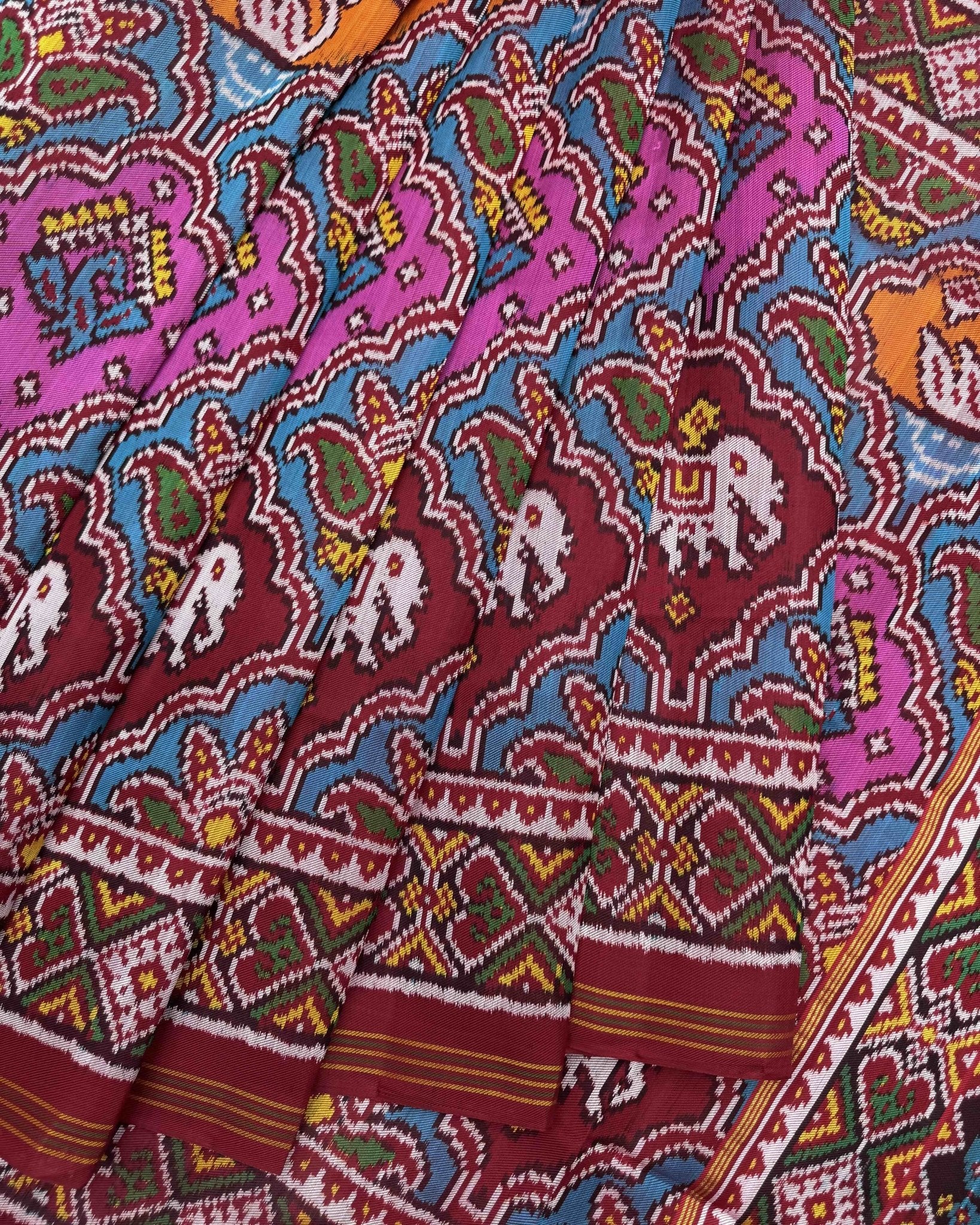 Red & Multicolour New Narikunj Twill Patola Saree - SindhoiPatolaArt