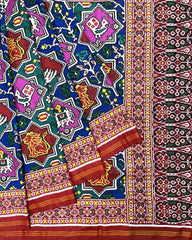 Red & Multicolour Star Narikunj Double Ikat Patola Saree - SindhoiPatolaArt
