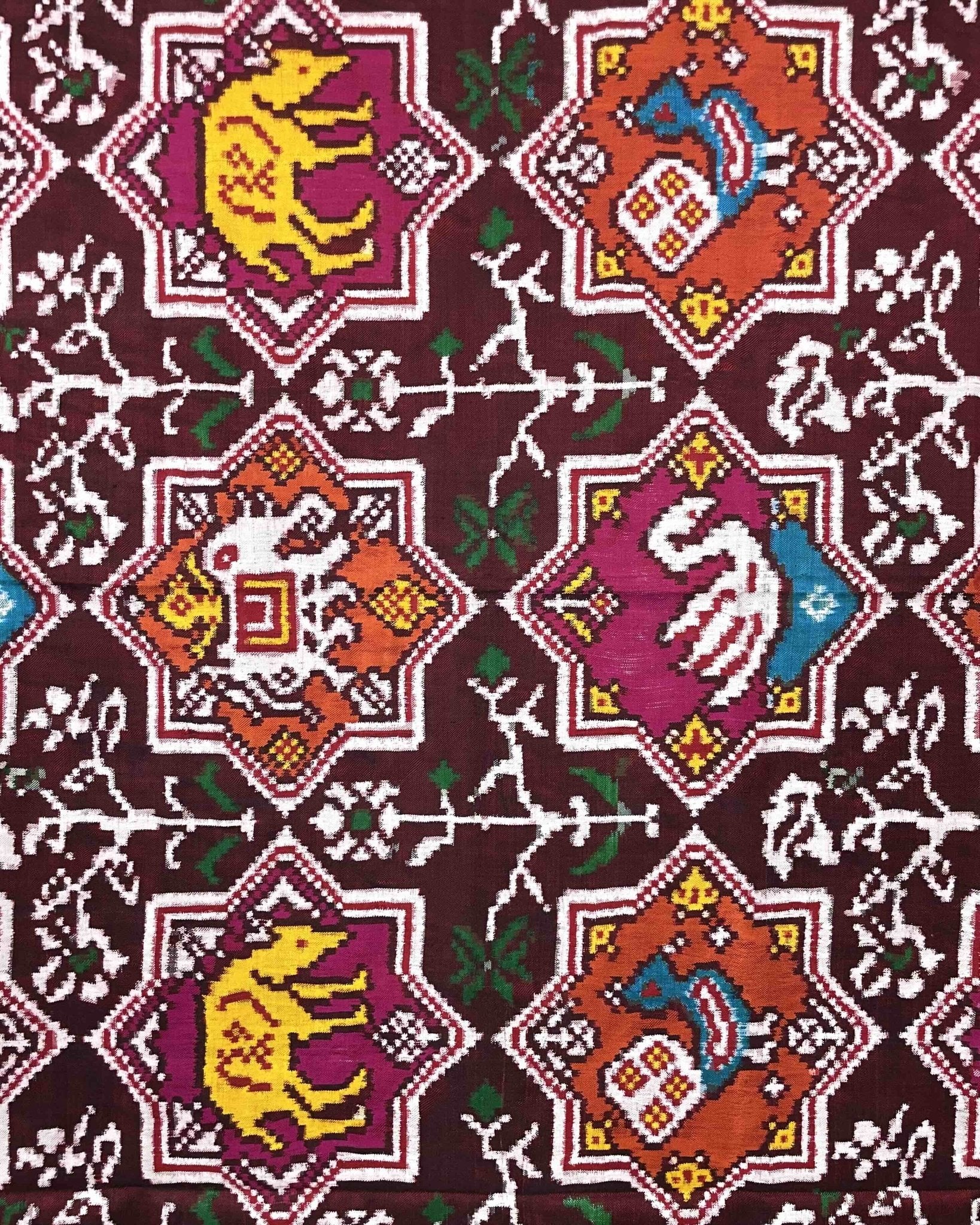 Red & Multicolour Star Narikunj Patola Dupatta - SindhoiPatolaArt