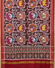 Red & Multicolour Star Narikunj Patola Dupatta - SindhoiPatolaArt