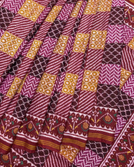 Red Multicolur Chex Mix Patan Patola Saree - SindhoiPatolaArt