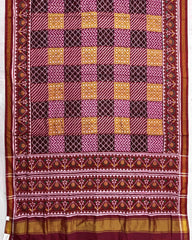 Red Multicolur Chex Mix Patan Patola Saree - SindhoiPatolaArt