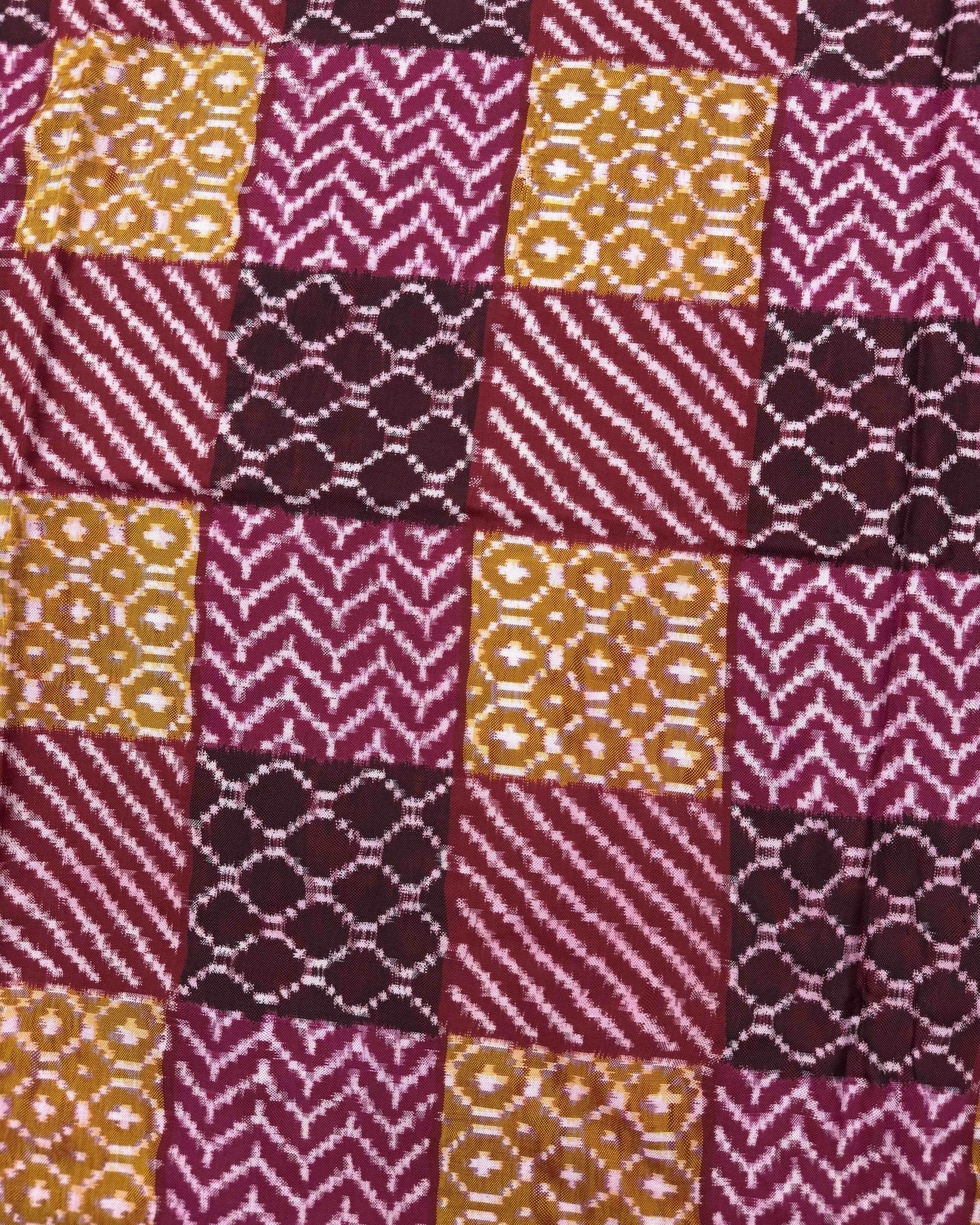 Red Multicolur Chex Mix Patan Patola Saree - SindhoiPatolaArt