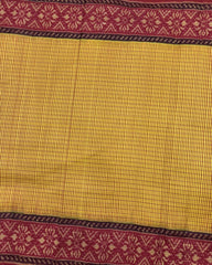 Red & Mustard Small Chex Patola Saree - SindhoiPatolaArt