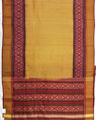 Red & Mustard Small Chex Patola Saree - SindhoiPatolaArt