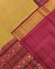 Red & Mustard Small Chex Patola Saree - SindhoiPatolaArt