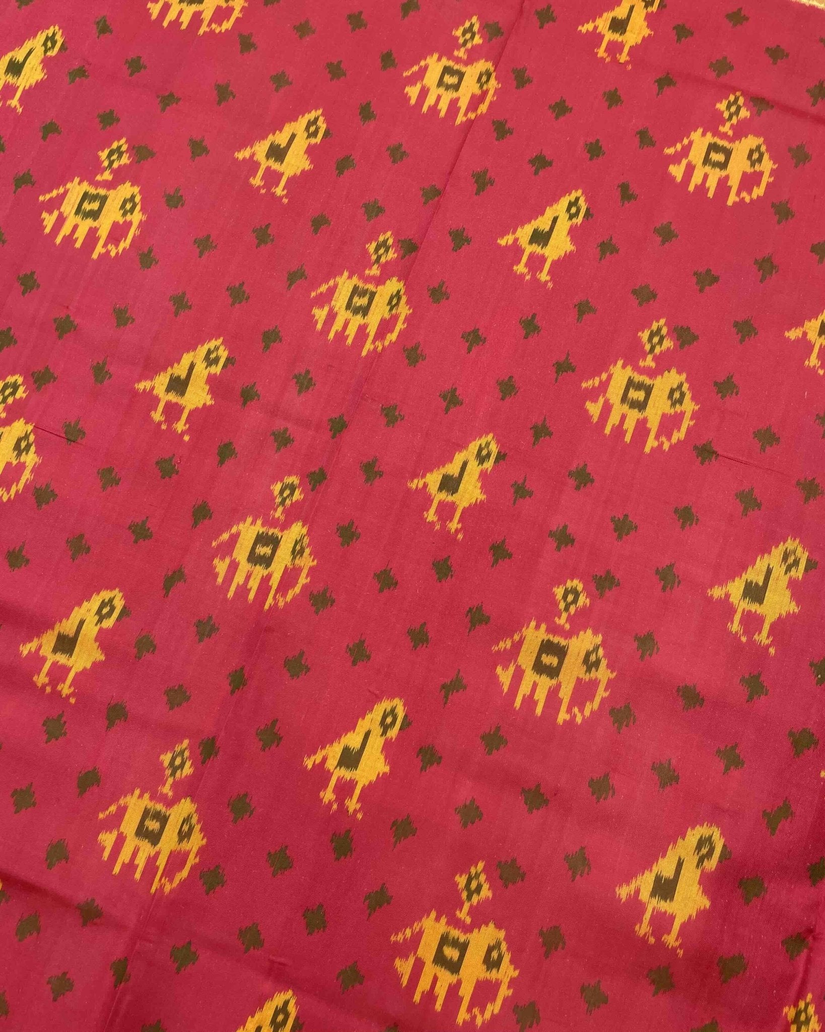 Red Narikunj Booty Patola Saree - SindhoiPatolaArt