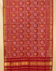 Red Narikunj Designer Patola Dupatta - SindhoiPatolaArt