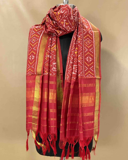 Red Narikunj Designer Patola Dupatta - SindhoiPatolaArt