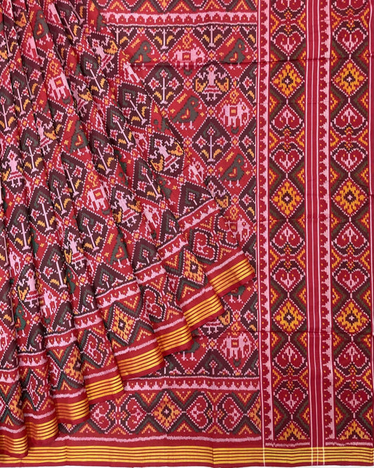 Red Narikunj Designer Patola Saree - SindhoiPatolaArt