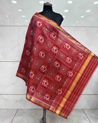 Red Narikunj Panchadna Patola Dupatta - SindhoiPatolaArt