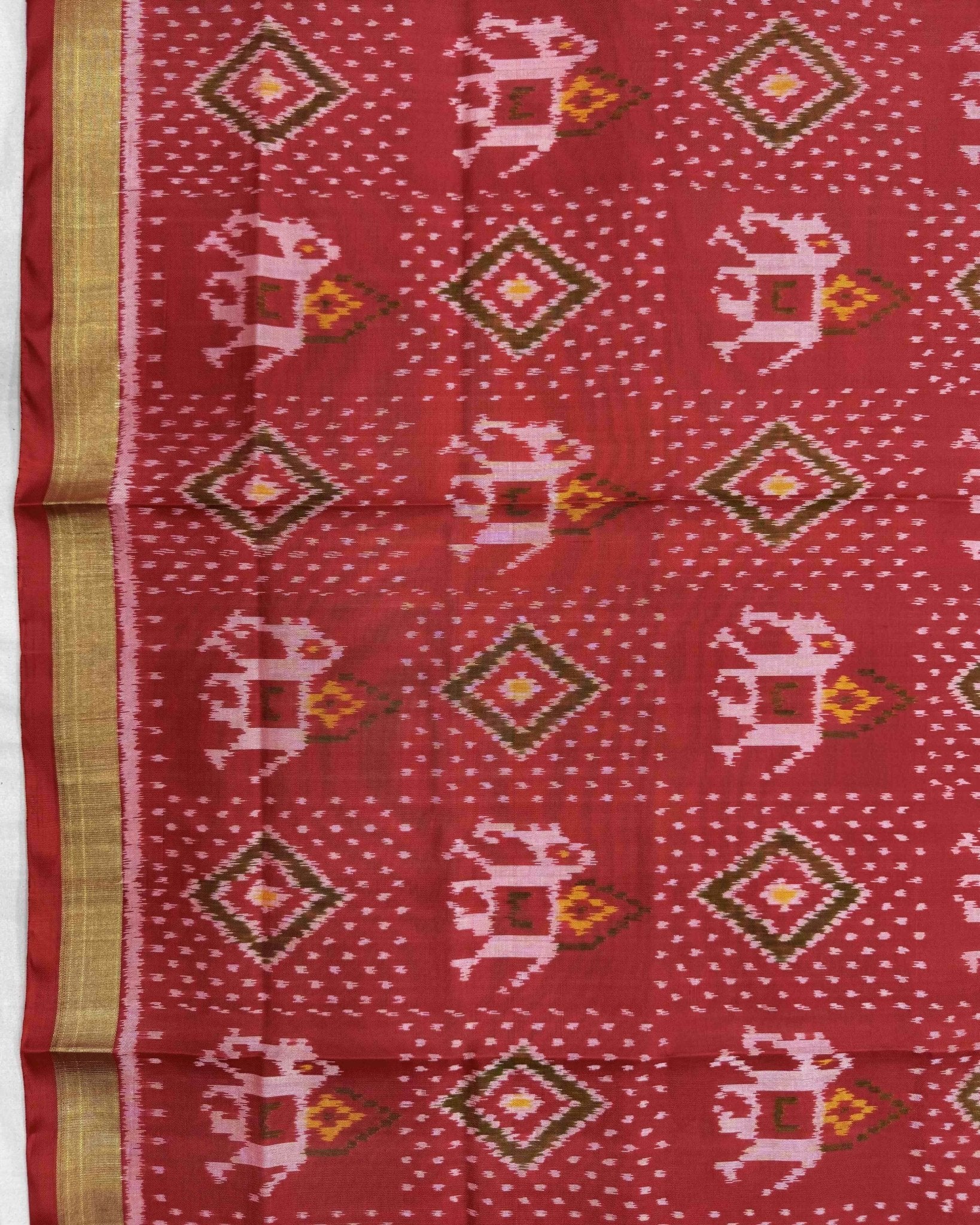 Red Narikunj Panchadna Patola Dupatta - SindhoiPatolaArt