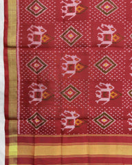 Red Narikunj Panchadna Patola Dupatta - SindhoiPatolaArt