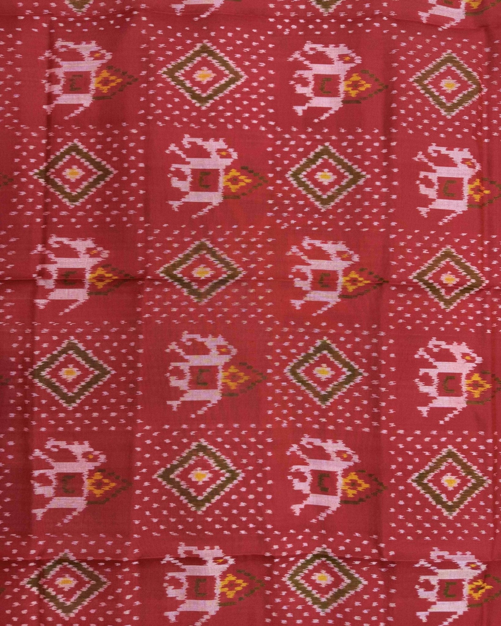 Red Narikunj Panchadna Patola Dupatta - SindhoiPatolaArt
