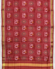 Red Narikunj Panchadna Patola Dupatta - SindhoiPatolaArt