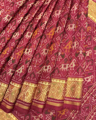 Red Narikunj Patola Saree - SindhoiPatolaArt