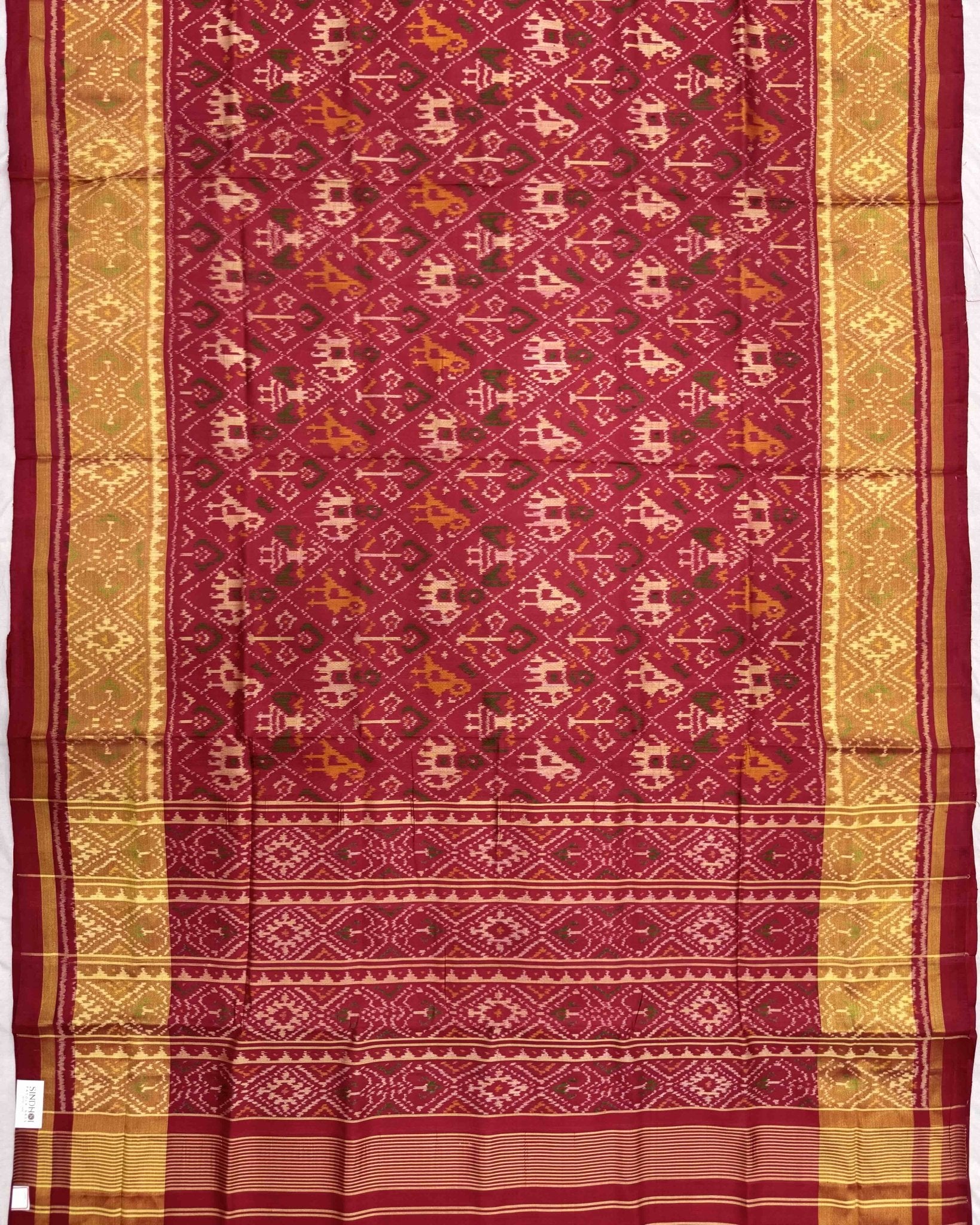 Red Narikunj Patola Saree - SindhoiPatolaArt